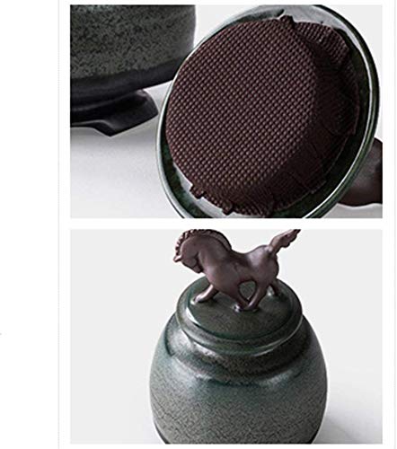 LULUDP Ataúdes y urnas Medio cremación urna de cerámica for la Cubierta Creativa de Pet y Cenizas humanas Caballo Antiguo artesanía, C, Color: C Keepsake Funeral Urns (Color : C)