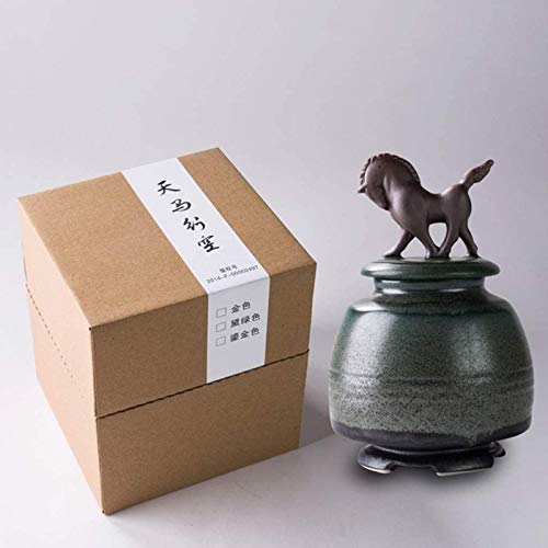 LULUDP Ataúdes y urnas Medio cremación urna de cerámica for la Cubierta Creativa de Pet y Cenizas humanas Caballo Antiguo artesanía, C, Color: C Keepsake Funeral Urns (Color : C)