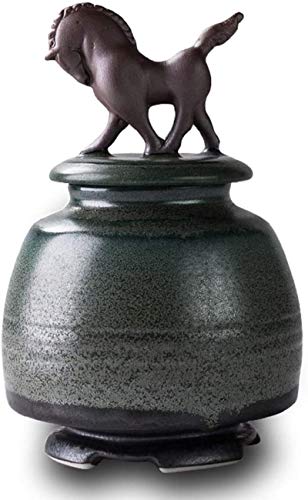 LULUDP Ataúdes y urnas Medio cremación urna de cerámica for la Cubierta Creativa de Pet y Cenizas humanas Caballo Antiguo artesanía, C, Color: C Keepsake Funeral Urns (Color : C)