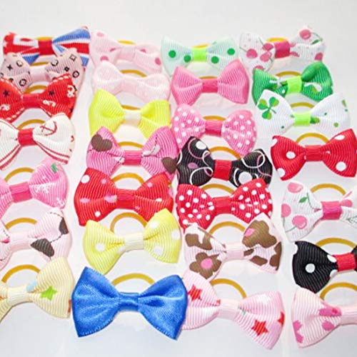 Luwu-Store 20 Unids Surtido de Mascotas Gato Perro Perro Arcos de Pelo con Bandas de Goma Accesorios de Aseo para Mascotas Gorros para Perros Pequeños Accesorios para el Cabello