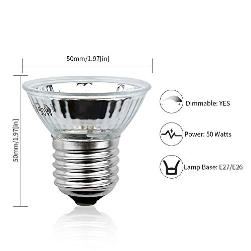Luxvista E27 50W Bombilla de Calentamiento de Reptiles, UVA UVB Lámpara Solarde Espectro Completo Toma el Sol, para Reptiles y Anfibios Lagarto Tortuga Araña Serpiente (4-Unidades, Luz Cálida 2700K)