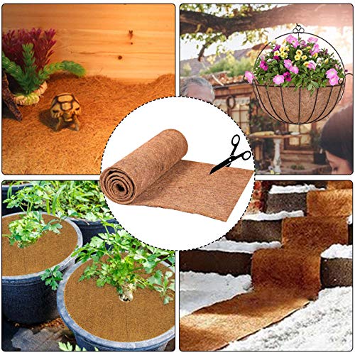 MANGGUO Rollo de Fibra de Coco, Rollo de Fibra de Coco a Granel para reemplazo de Canasta Colgante de Pared de Planta de Flores, Hoja de Revestimiento de Coco, Fibra Cuadrada de 3 pies