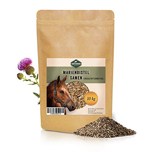 Martenbrown® Semillas de cardo mariano para desintoxicación hepática y metabolismo para caballos, perros y gatos, semillas completas de cardo mariano sin aditivos, producto 100% natural (10 kg)