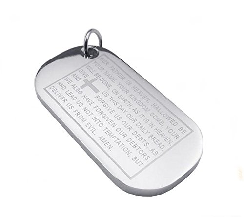 MaryBoutik colgante Dog Tag Cristiano en acero inoxidable