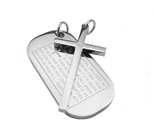 MaryBoutik colgante Dog Tag Cristiano en acero inoxidable