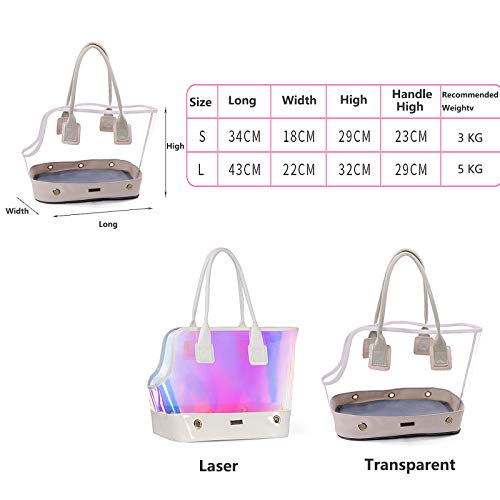 Mascota Excursión, Bolso Del Gato, Bolso Del Perro, Llevar Cage, Transparente Y Transpirable Láser Pet Fashion Fuera Bolsa, Disponible En Todas Las Estaciones,B,L