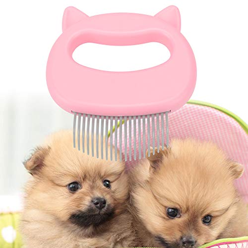 Mascota Gato Perro Masaje Peine Aseo Enredos para el cabello Nudos Nudos Eliminación del vello enmarañado Despojo Cepillo de limpieza Aseo Shell Peine Champú Cepillo para elimina el masaje(rosado)