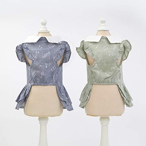 Mascota Primavera Verano Falda Vestido notación Musical algodón Ropa Perro Mascota Patrones Tela Dulce Ropa cómoda para Perros (Color : Dark Gray, Size : Small)
