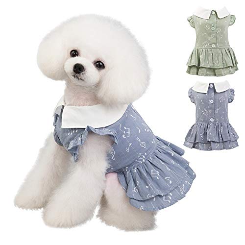 Mascota Primavera Verano Falda Vestido notación Musical algodón Ropa Perro Mascota Patrones Tela Dulce Ropa cómoda para Perros (Color : Dark Gray, Size : Small)