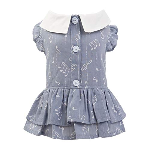Mascota Primavera Verano Falda Vestido notación Musical algodón Ropa Perro Mascota Patrones Tela Dulce Ropa cómoda para Perros (Color : Dark Gray, Size : Small)