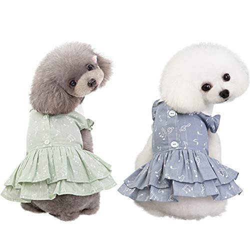 Mascota Primavera Verano Falda Vestido notación Musical algodón Ropa Perro Mascota Patrones Tela Dulce Ropa cómoda para Perros (Color : Dark Gray, Size : Small)