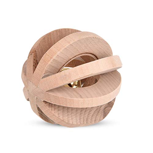 Mascotas de Madera Masticables de Bola Hamsters Mastica Juguetes Mascotas Dientes Masticar Pelota de Juguete con Timbre de Campana para Conejos, cobayas, hámsters