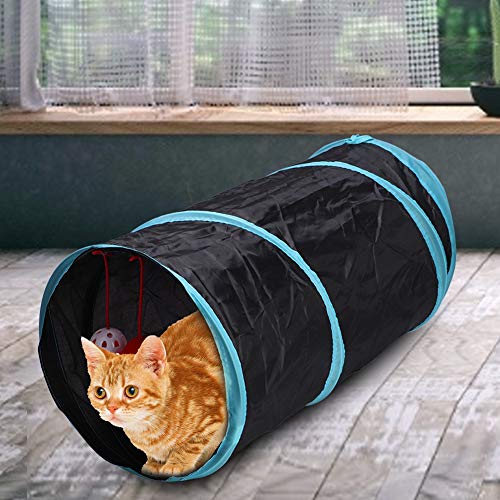 Mavis Laven Tubo de Gato de Juguete de poliéster Plegable para Mascotas, Tubos de túnel para Gatos, Juguete con Papel Arrugado, sonajero, Pelota, Jugar Feliz