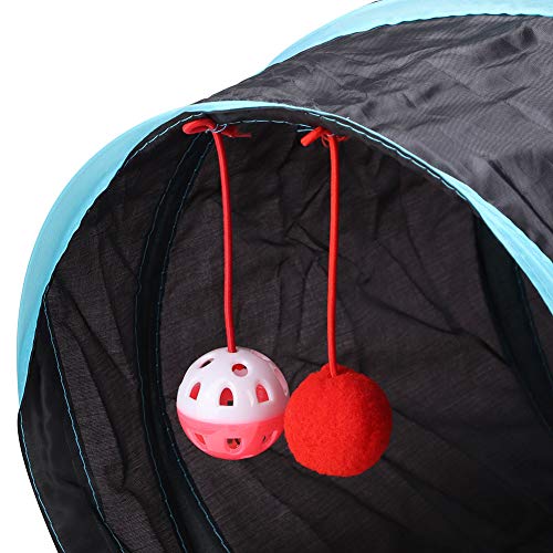 Mavis Laven Tubo de Gato de Juguete de poliéster Plegable para Mascotas, Tubos de túnel para Gatos, Juguete con Papel Arrugado, sonajero, Pelota, Jugar Feliz