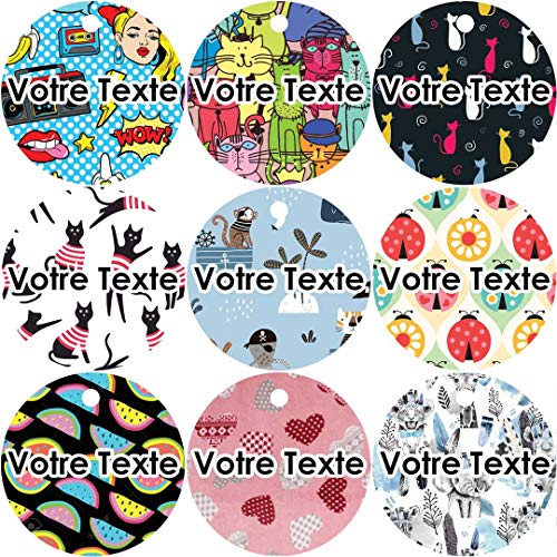 Medalla de gato Fashion para collares, colección fantasía, 1 – 5 líneas personalizables – Personalizable 2 caras