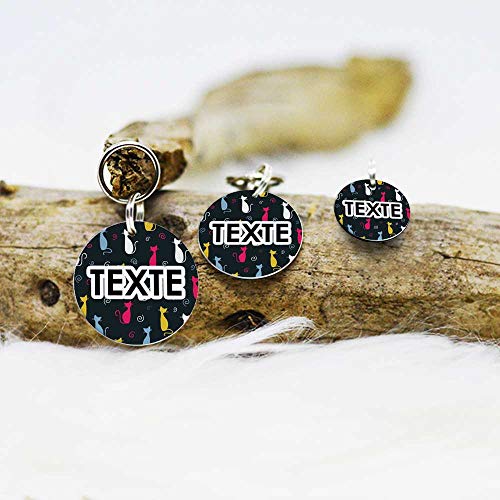 Medalla de gato Fashion para collares, colección fantasía, 1 – 5 líneas personalizables – Personalizable 2 caras