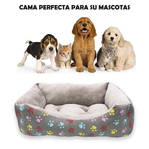 MERCURY TEXTIL- Sofá, Cesta,Cama Comoda para Perros,Gatos y Mascotas, con Relleno de Fibras Super Suave,Resistente al Desgaste y Duradero (Pequeño, Huellas Mascotas)