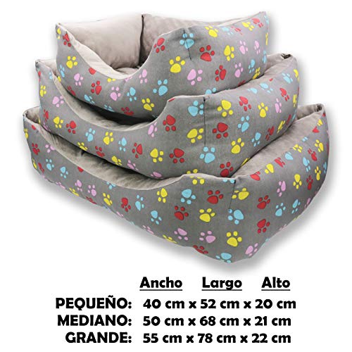 MERCURY TEXTIL- Sofá, Cesta,Cama Comoda para Perros,Gatos y Mascotas, con Relleno de Fibras Super Suave,Resistente al Desgaste y Duradero (Pequeño, Huellas Mascotas)