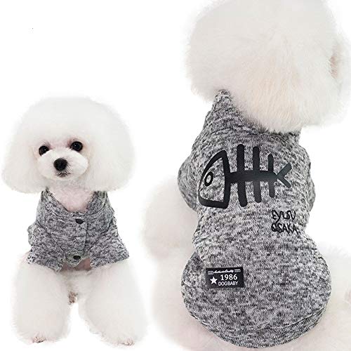 MEROURII Ropa para Mascotas Jersey de algodón Grueso otoño Invierno Abrigo de Espina de Pescado para Perros y Gatos