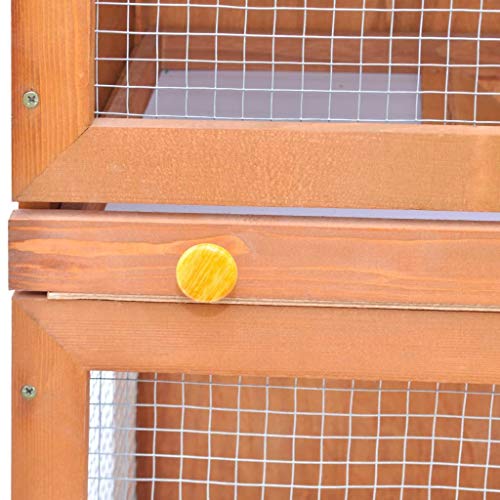 Mesuvida Jaula de conejo, de madera para gallinero con rampa antideslizante y techo abierto, jaula para conejito con bandejas extraíbles sin fugas y techo impermeable