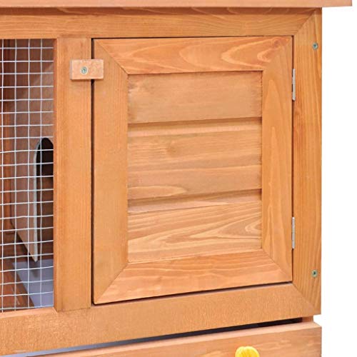 Mesuvida Jaula de conejo, de madera para gallinero con rampa antideslizante y techo abierto, jaula para conejito con bandejas extraíbles sin fugas y techo impermeable
