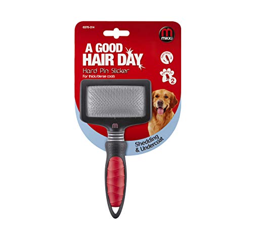Mikki Hard Pin Slicker - Cepillo para Perro, cabeza flexible de forma ovalada, S