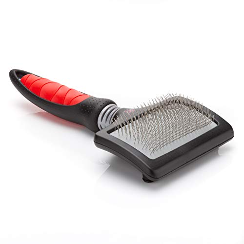Mikki Hard Pin Slicker - Cepillo para Perro, cabeza flexible de forma ovalada, S