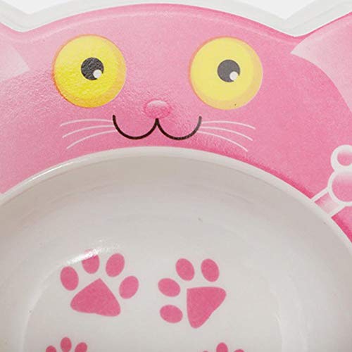 Minsa Cuenco para Mascotas,Cuenco para Mascotas con Una Cara Bonita,Cuenco para Mascotas con Cara de Gato de Dibujos Animados de Melamina,Antideslizante y a Prueba de Salpicaduras.(Amarillo)