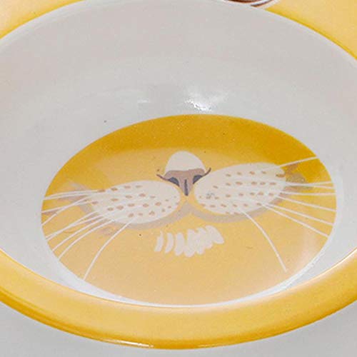 Minsa Cuenco para Mascotas,Cuenco para Mascotas con Una Cara Bonita,Cuenco para Mascotas con Cara de Gato de Dibujos Animados de Melamina,Antideslizante y a Prueba de Salpicaduras.(Amarillo)
