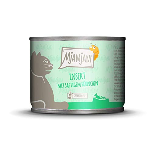 MjAMjAM - Pienso acuoso para Gatos - Insectos con Pollo jugoso - Sin Cereales - 6 x 200 g