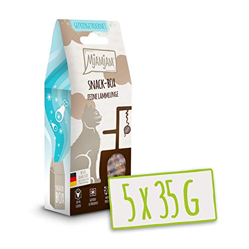 MjAMjAM - Snackbox para Gatos - Delicado pulmón de Cordero - Natural - 5 x 35 g