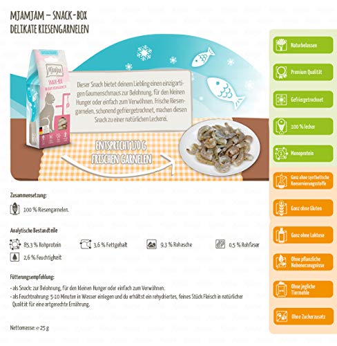 MjAMjAM - Snackbox para Gatos - Langostinos delicados - Natural - 5 x 25 g