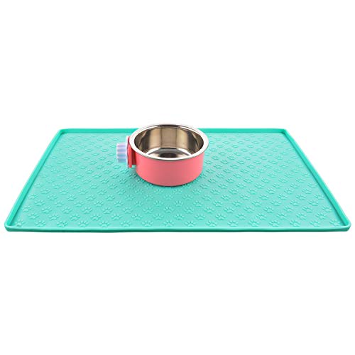 MOACC Alfombrilla de Silicona para Comederos de Perros Gatos, Estera Comida y Agua Antideslizante Impermeable Tapetes para Comer para Mascota, 47 x 30 cm