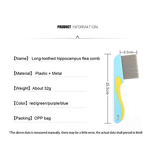 MOC Peine antipulgas para piojos, efectivo contra pulgas, 3,5 cm de largo, púas metálicas (peine para piojos de metal)