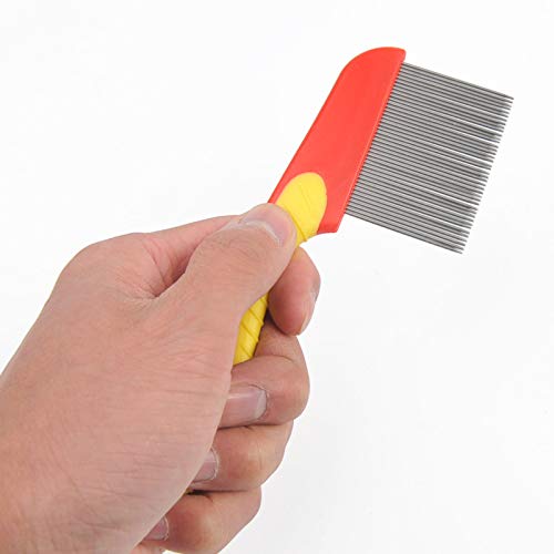 MOC Peine antipulgas para piojos, efectivo contra pulgas, 3,5 cm de largo, púas metálicas (peine para piojos de metal)