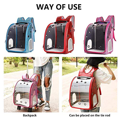 Mochila para Portador de Mascotas con Ruedas Transparente Transportín for Perros Gatos Mascotas Transporte Mochila Carrito for Viajar en Tren Automóvil Camping ( Color : Yellow , Size : With Wheels )