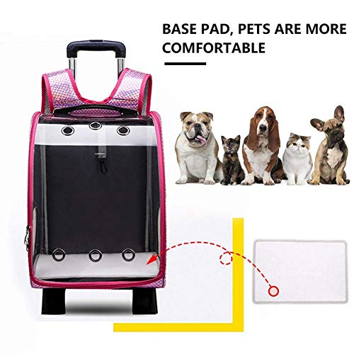 Mochila para Portador de Mascotas con Ruedas Transparente Transportín for Perros Gatos Mascotas Transporte Mochila Carrito for Viajar en Tren Automóvil Camping ( Color : Yellow , Size : With Wheels )