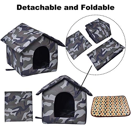moonship Casa Portátil Plegable para Perro Pequeños/Gato, Casa para Mascotas Impermeable Interior Exterior, Nido Cueva para Perros Gatos con Alfombra Extraíble (<6kg De Mascota)