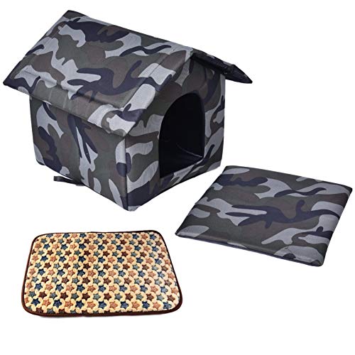 moonship Casa Portátil Plegable para Perro Pequeños/Gato, Casa para Mascotas Impermeable Interior Exterior, Nido Cueva para Perros Gatos con Alfombra Extraíble (<6kg De Mascota)