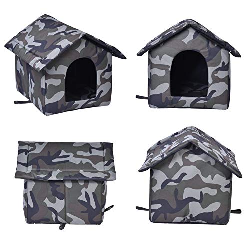 moonship Casa Portátil Plegable para Perro Pequeños/Gato, Casa para Mascotas Impermeable Interior Exterior, Nido Cueva para Perros Gatos con Alfombra Extraíble (<6kg De Mascota)