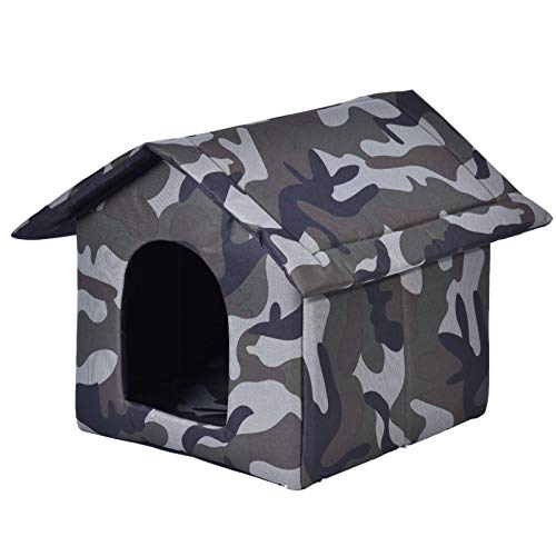 moonship Casa Portátil Plegable para Perro Pequeños/Gato, Casa para Mascotas Impermeable Interior Exterior, Nido Cueva para Perros Gatos con Alfombra Extraíble (<6kg De Mascota)