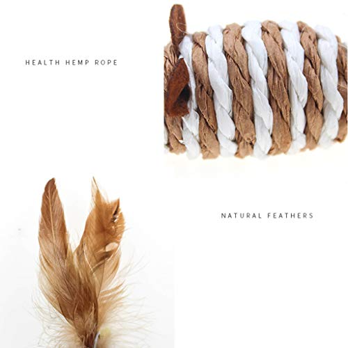 moregirl 5 unids/Set Juguetes interactivos para Gatos y Gatos Divertido Palo rascador Varita Pluma Campana Bola sisal ratoncito Gatito Suministros para Mascotas Colores aleatorios