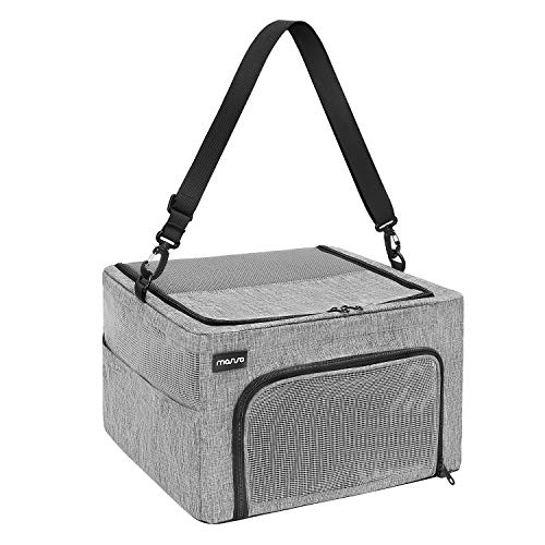 MOSISO Asiento Elevador Coche para Mascota Perro Gato Asiento Plegable Transpirable para Pequeño/Mediano Gato Perro Bolsa Transporte Correa Ajustable hasta 17 LB con Cinturón Seguridad con Clip,Gris