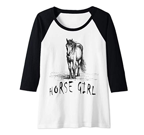Mujer Caballo Chica Amantes de la equitación Camiseta Manga Raglan