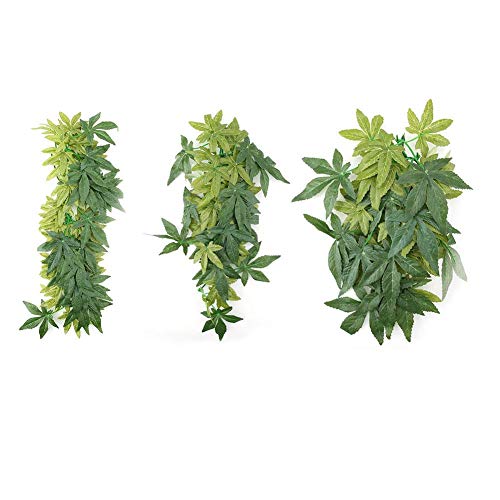 Mumusuki Plantas Artificiales Hojas Falsas Plástico Hierba Verde con lechón para Acuario Pecera Reptil Terrario Caja Jaula Adornos de terrario Jardín en el hogar Decoración ecológica(40cm)