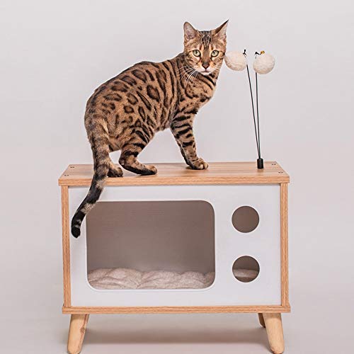 N\A Casa de Gato, Cama para Gatos, Nido de Gato, Muebles para Mascotas, Mesa de Centro, Puppy Gato de Interior Dormir de Madera de Madera Maciza Mesa de Noche, Estera Nest Lavable Ubicación
