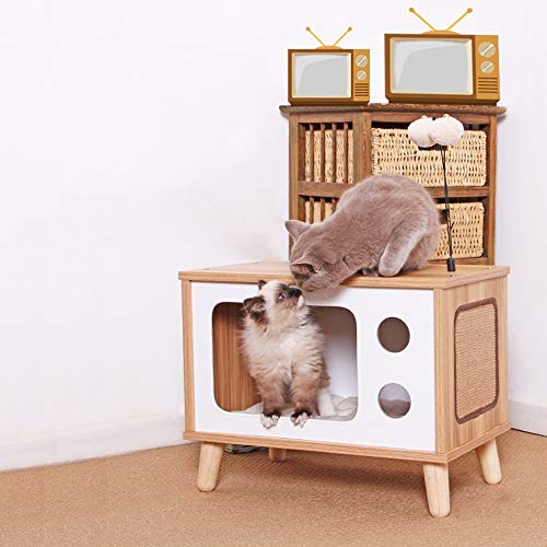 N\A Casa de Gato, Cama para Gatos, Nido de Gato, Muebles para Mascotas, Mesa de Centro, Puppy Gato de Interior Dormir de Madera de Madera Maciza Mesa de Noche, Estera Nest Lavable Ubicación