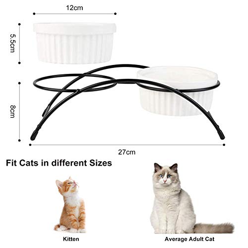 “N/A” Cuenco De Cerámica para Mascotas Huella De Hueso Marco De Hierro Cuenco Doble Cuenco para Perros Cuenco para Gatos Cuenco De Comida para Gatos Antideslizante Universal Marco De Hierro