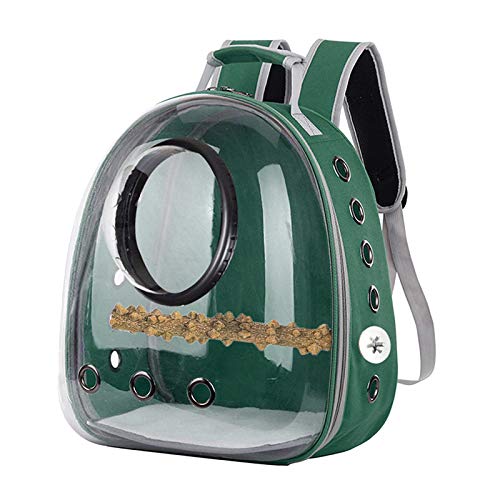 #N/A/a Bolsa de Transporte de Aves, Mochila de Burbujas de Mascotas para Loro pequeño, ventila Mochila cápsula Transparente para Viajes, Senderismo y Uso al - Verde