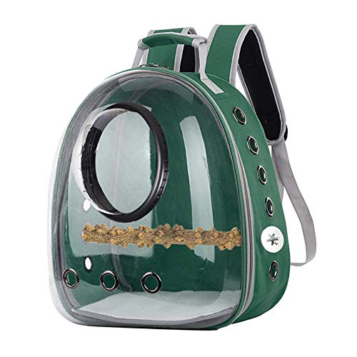#N/A/a Bolsa de Transporte de Aves, Mochila de Burbujas de Mascotas para Loro pequeño, ventila Mochila cápsula Transparente para Viajes, Senderismo y Uso al - Verde